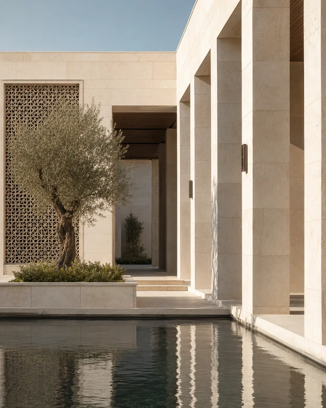 عمارة خليجية معاصرة من الحجر الجيري